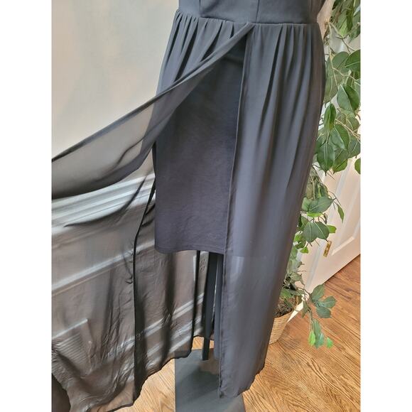 J for Justify Dress Women's Large Black Sleeveless Maxi Chiffon Sheer Skirt - Picture 4 of 13